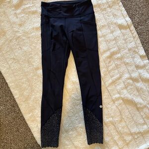 lululemon athletica Black Leggings with White Accents